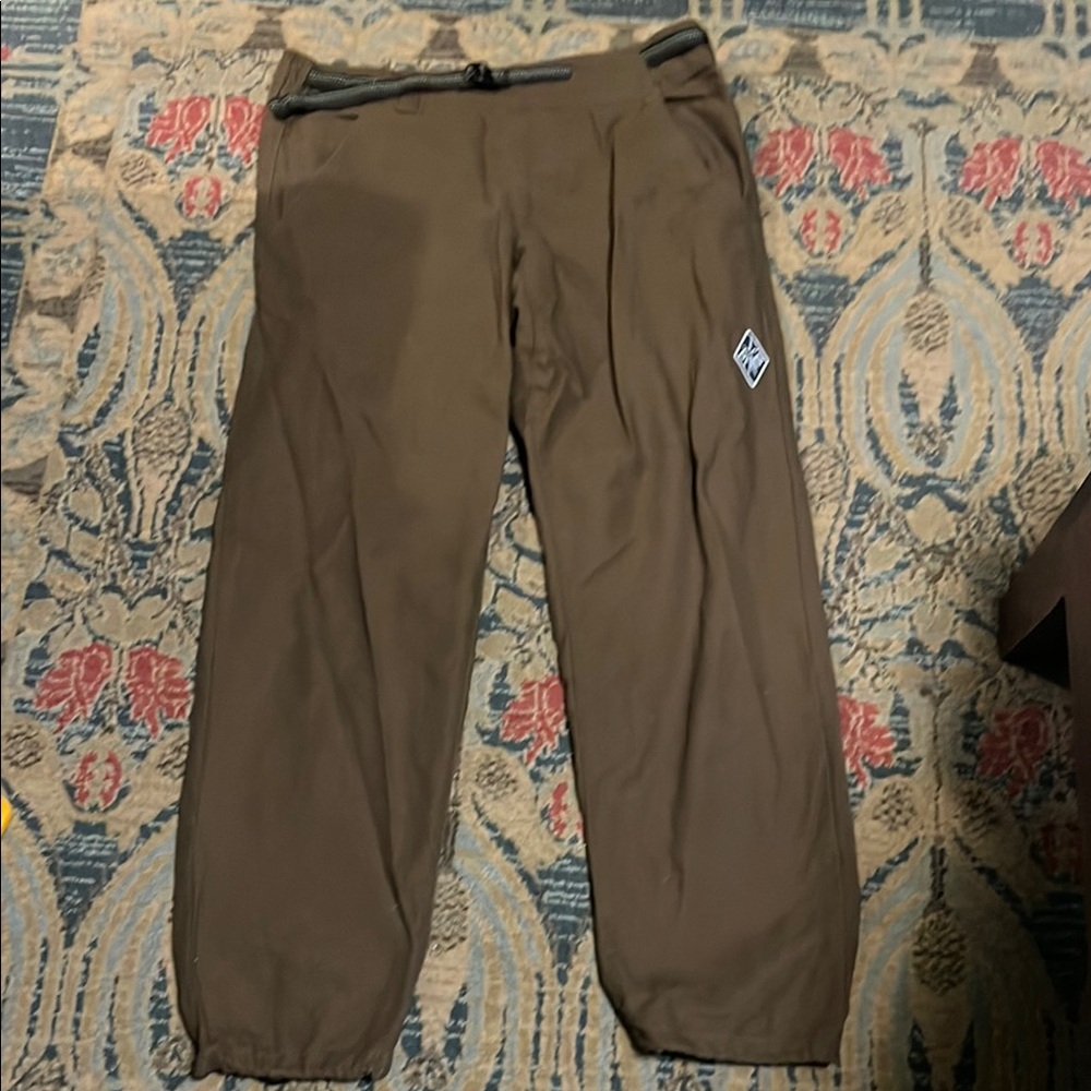 Prana Brown 100% Cotton Jogger Pants with Gusset and Self Belt Small